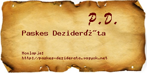 Paskes Dezideráta névjegykártya